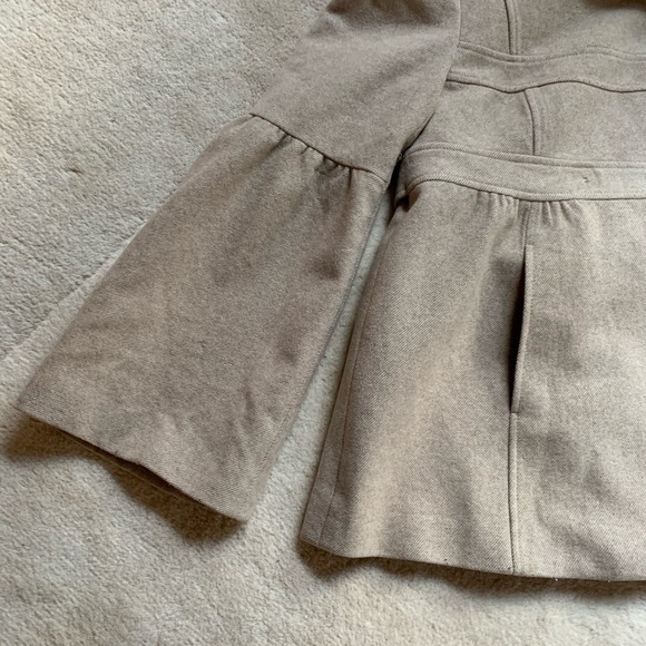 LOFT Oatmeal Bell Sleeve Empire Waisted Peacoat - Picture 3 of 11